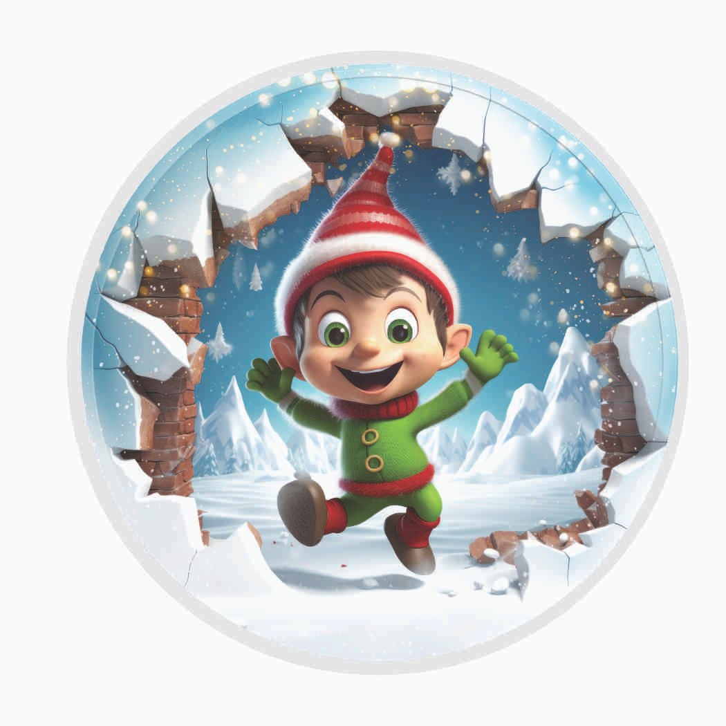 Elf%20Breaking%20Out%20 %20round%20christmas%20tree%20ornament